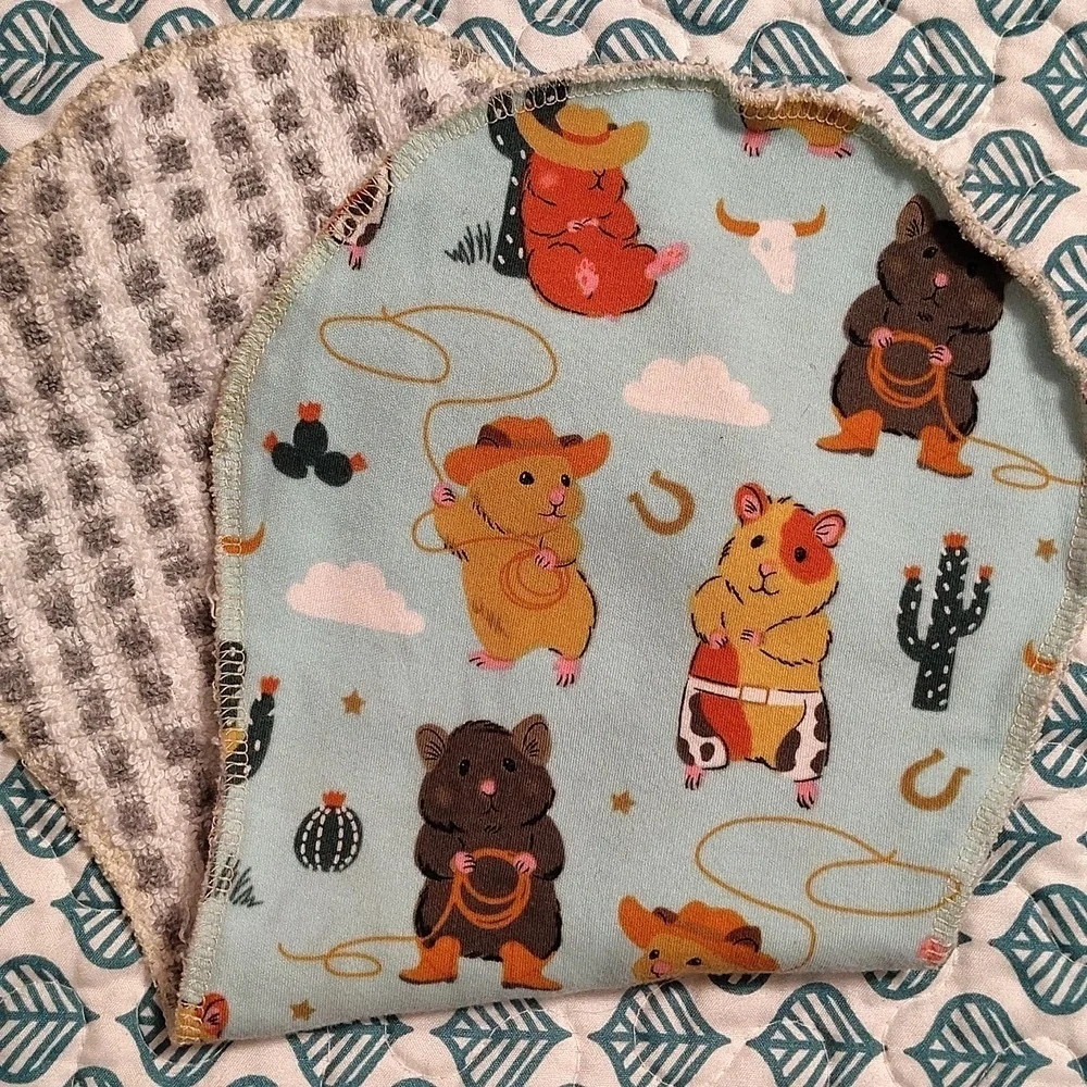 Set Of 4 Burp Clothes Western Cowboy Mouse And Cactus